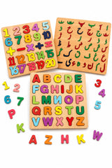 3-in-1 Wooden Alphabet Puzzle Board – English, Urdu & Counting Set