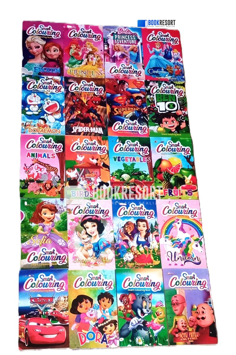 20 coloring books set for kids with popular characters like Batman Spider-Man Doraemon and Barbie