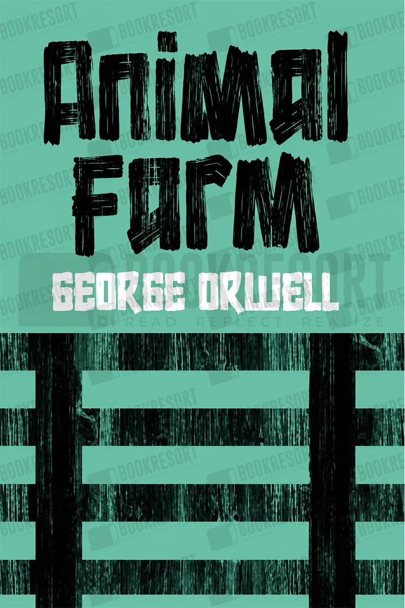 Book cover for 'Animal Form' by George Orwell, featuring a teal background with bold black textured title text, white author text, and a black barred cage graphic at the bottom.