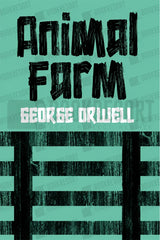 Book cover for 'Animal Form' by George Orwell, featuring a teal background with bold black textured title text, white author text, and a black barred cage graphic at the bottom.