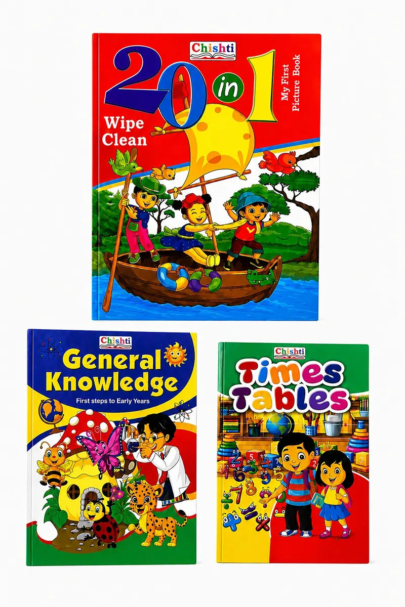 Best Activity Books Set for Kids including Time Table Book, General Knowledge Book and 20-in-1 Write and Wipe Book by Book Resort
