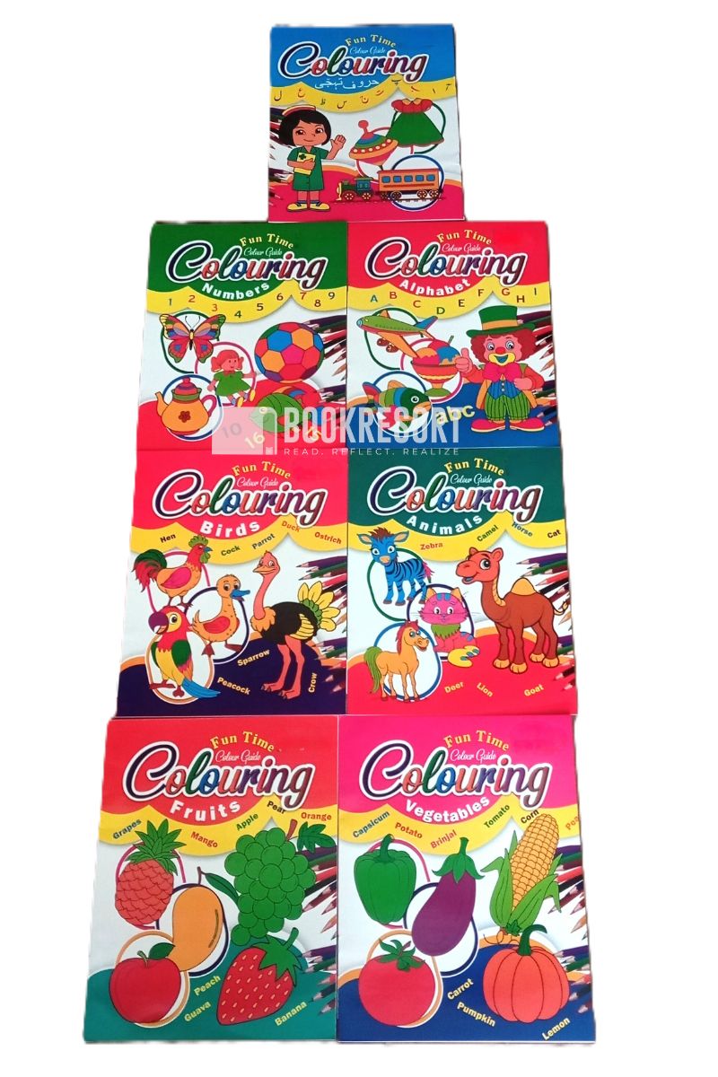 7 coloring books for kids with color guide and themed colouring activities