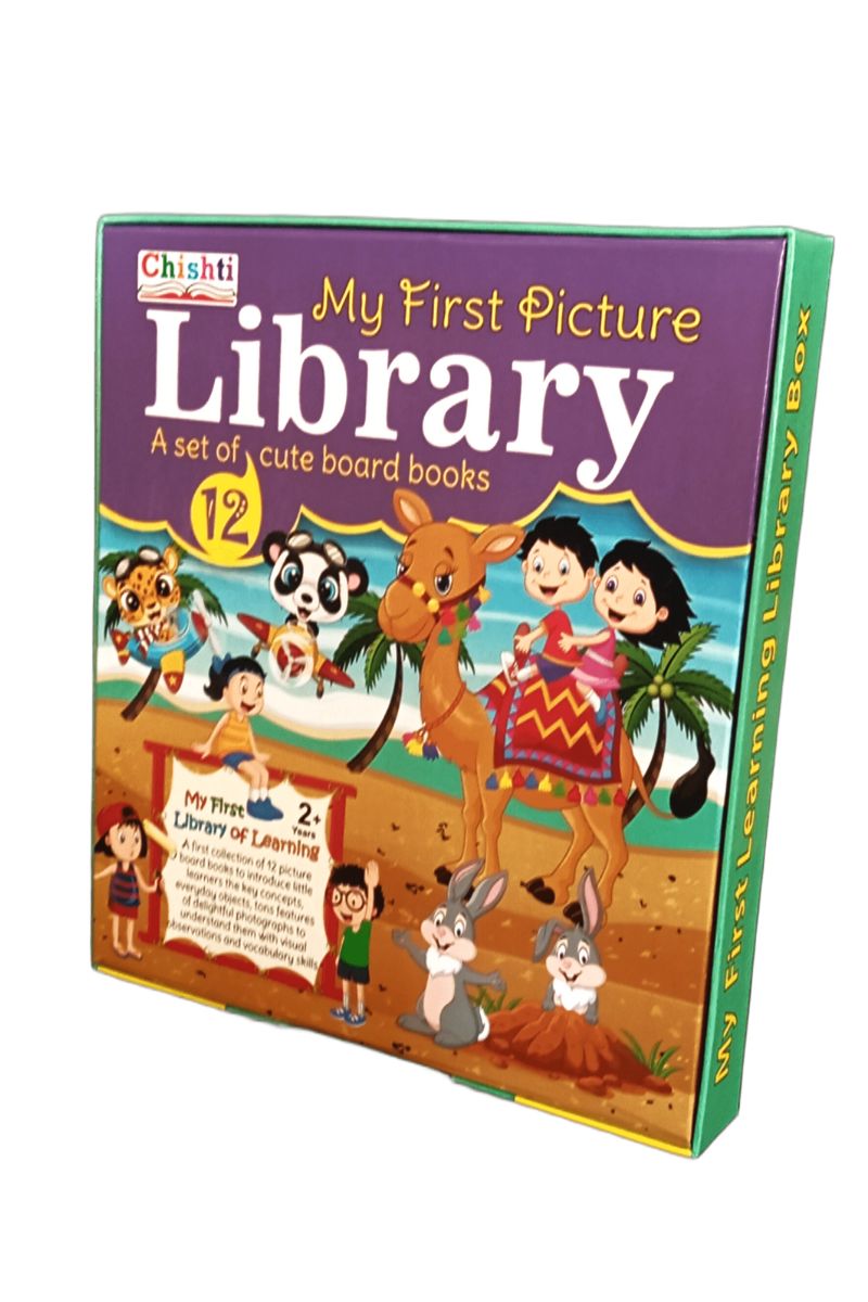 My First Library box set with 12 colourful board books for babies and toddlers covering ABCs numbers shapes animals and early learning concepts