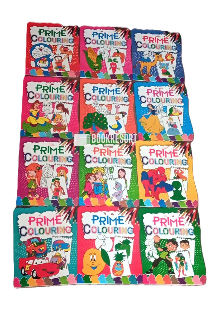 12 prime colouring books with color guide